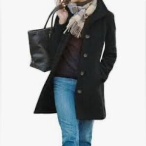 Wool Coat, Kenzie Women’s winter coat, black wool blend, mid length Size 2X
